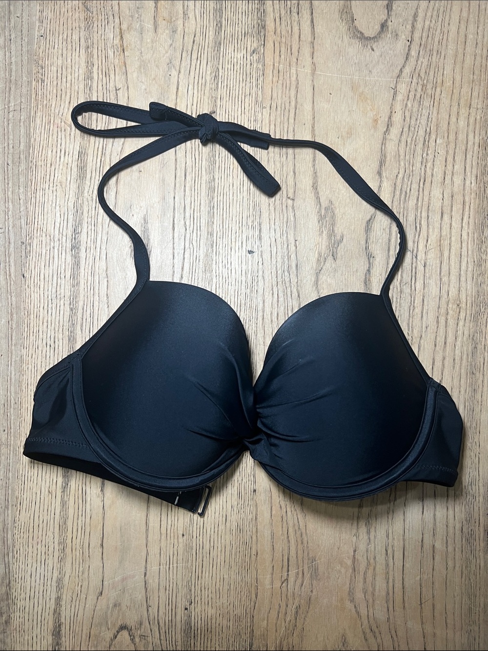 Aerie Black Halter Push-Up Bikini Top 34D padded underwire